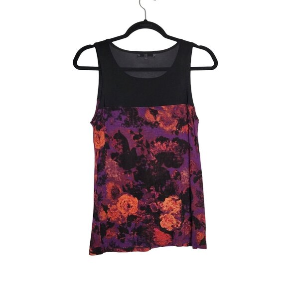 Daydreamer L.A. Floral Print Mesh Tank Top S Black Purple Goth Fairy Whimsigoth - Picture 2 of 5